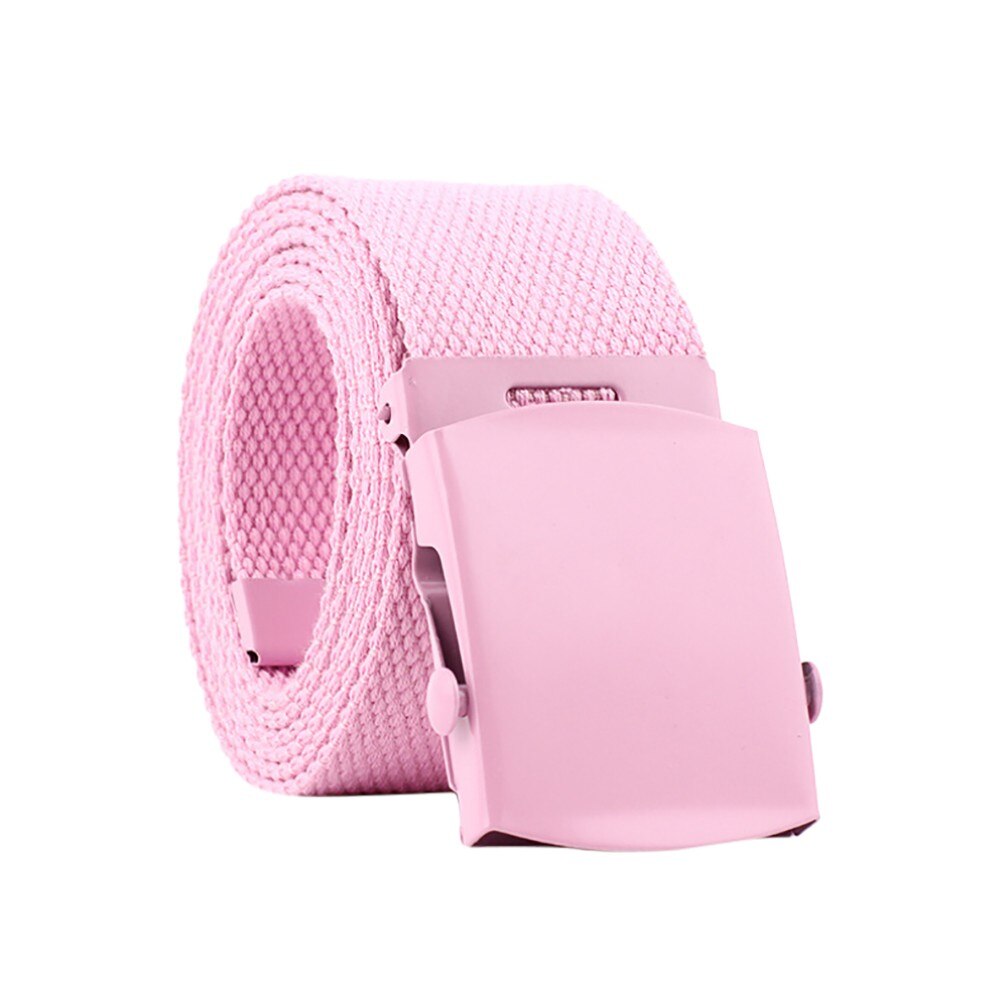 Automatische Gesp Canvas Riem Mannen Vrouwen Mode Nylon Riem Unisex Outdoor Casual Riemen Man Wandelen Training Riemen: Roze