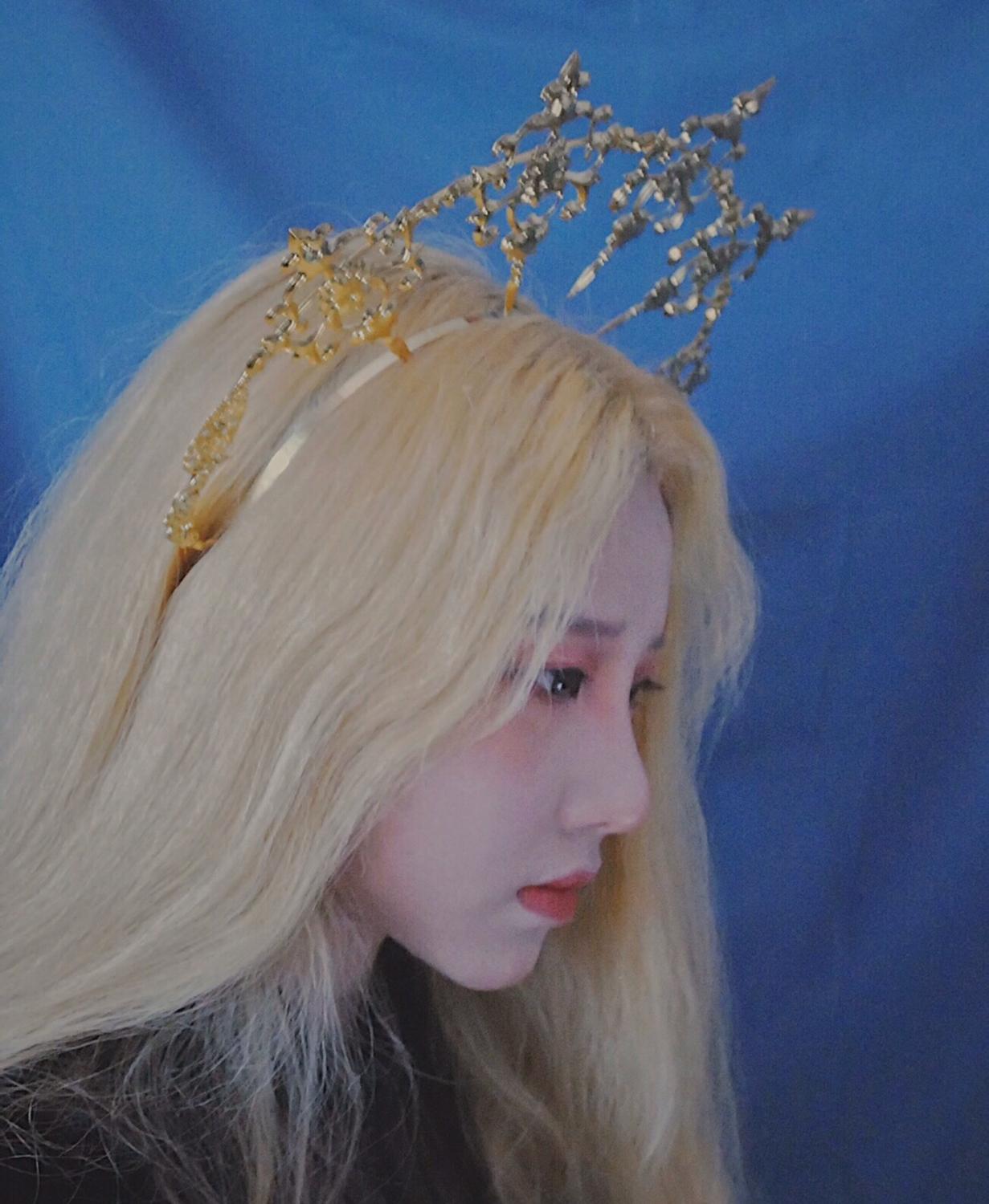 Kulta lolita halo aukko päähine jumalatar teekutsut ota valokuva rekvisiitta barokki cosplay kuningatar notre dame hiuskruunu hiuspanta