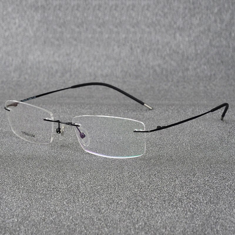 Kantløse titanium-brilleramme super letvægts fleksible titaniumlegering tempelben optiske briller briller: Sort