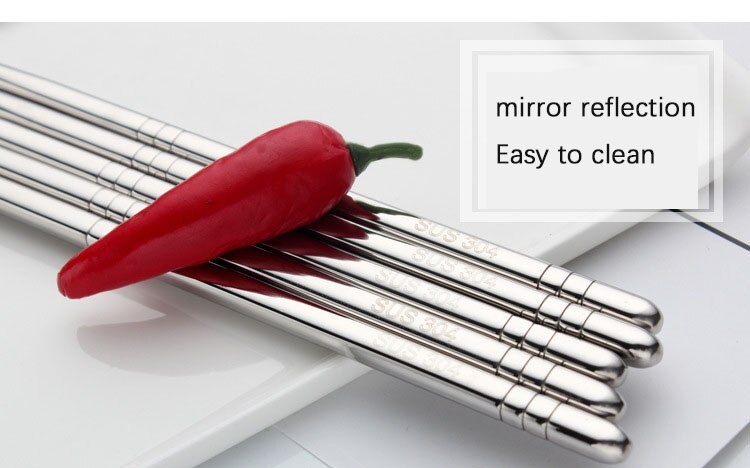 Steel Chopsticks Set Food Sticks Sushi Tableware Cutlery SUS 304 Non-slip Anti - Bacterial Anti - Corrosive Environmental Health: 3 pairs