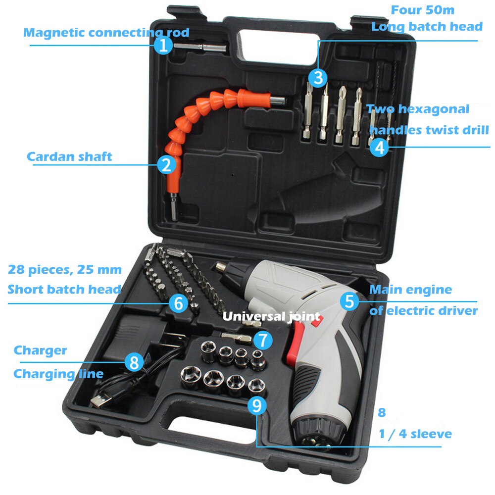 Mini electric screwdriver rechargeable screwdriver lithium battery electric screwdriver tool forward reverse speed hand drill