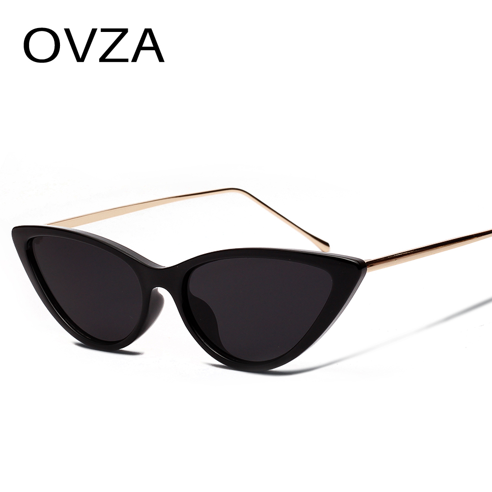 Ovza Vintage Cat Eye Zonnebril Voor Vrouwen Smalle Punk Zonnebril Retro Dames Brillen UV400 S0087