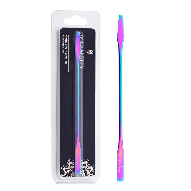 Geboren Pretty Kleurrijke Dual-Ended Nail Extension Maker Nail Art Tool Multi Functie Mix Spatel Lepel Stok Mengen Kleur nemen