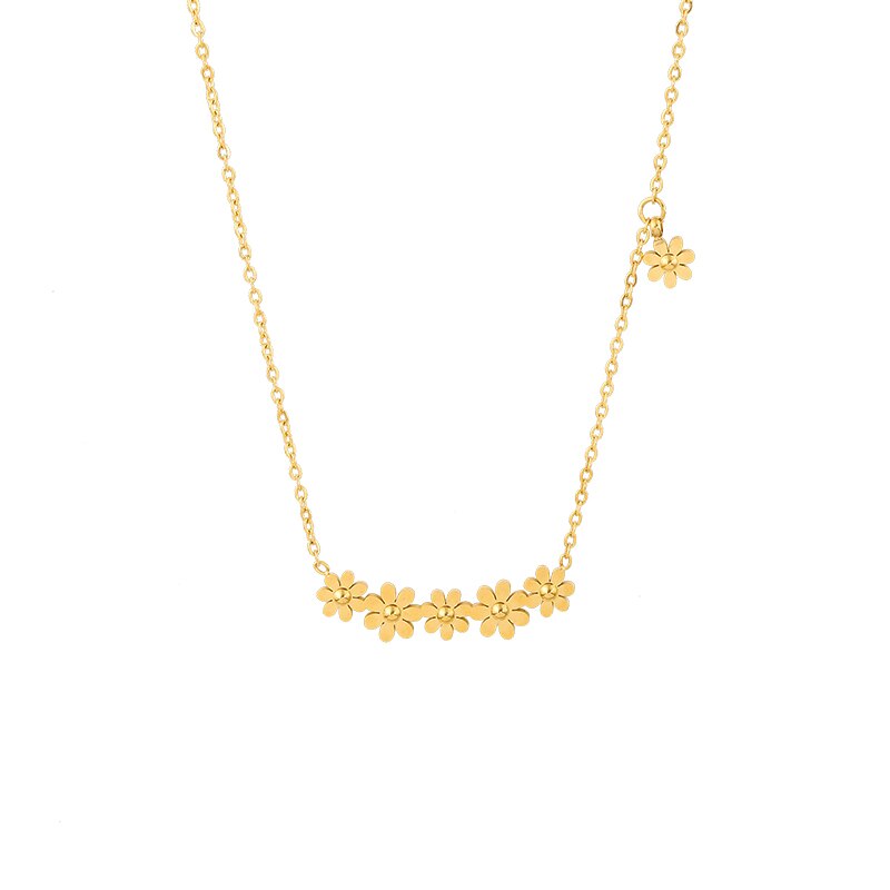 Ghidbk Koreaanse Drie Kleuren Sun Flower Daisy Hanger Dunne Ketting Voor Vrouwen Rvs Non Vervagen Dainty Choker Ins 2022