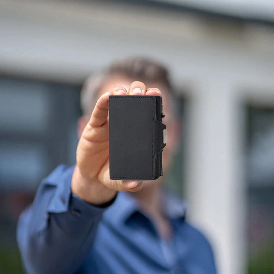 Rfid Carbon Fiber Kartenhalter Männer Brieftaschen Schlanke Dünne Münzfach ID Bank Kreditkarteninhaber Fall Aluminium Minimalistische Smart Wallet