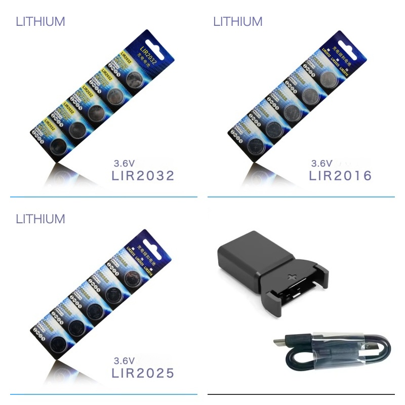 3,6 V wiederaufladbare Knopfbatterien LIR2032 LIR2016 LIR2025 – hohe Kapazität, 500 Zyklen, für verschiedene elektronische Geräte