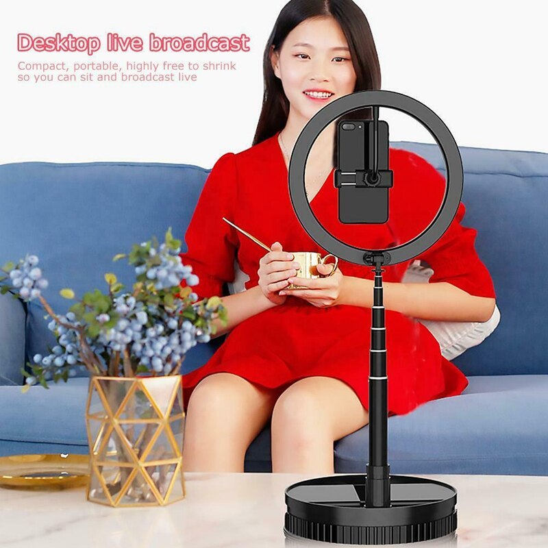 Ams -26cm ring fill light hopfällbar bärbar dimbar ring fill light justerbar ljusstyrka 24w led video ljus för makeup live