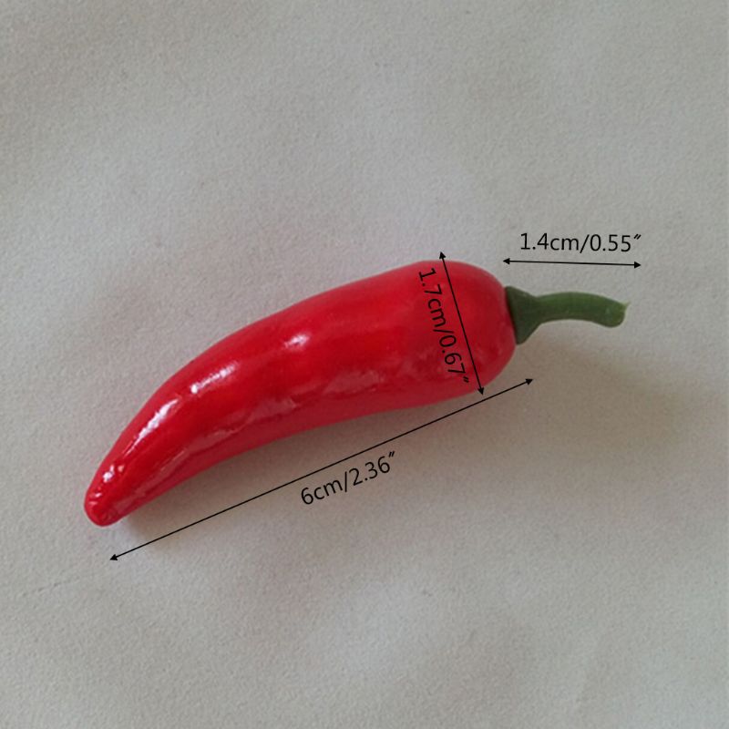 100pcs Realistic Lifelike Artificial Red Pepper Chili Simulation Vegetable Kitchen Home Decor