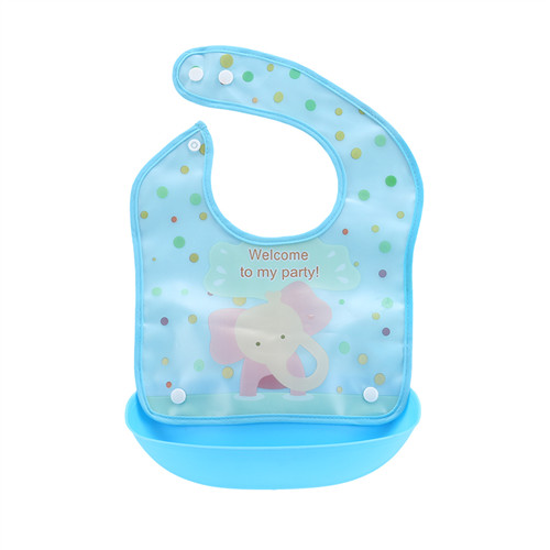 slabbers waterdichte siliconen Bib kids schort rijst zak print feed tas eten dragen QD47: QD4702 Elephant