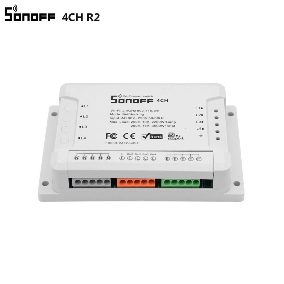 Sonoff Wifi Smart Switch 1CH /2CH/ 4CH R2 DIY Switch Wireless Home Automation Timer Switch 220V Remote Control by Phone: Sonoff 4CH R2