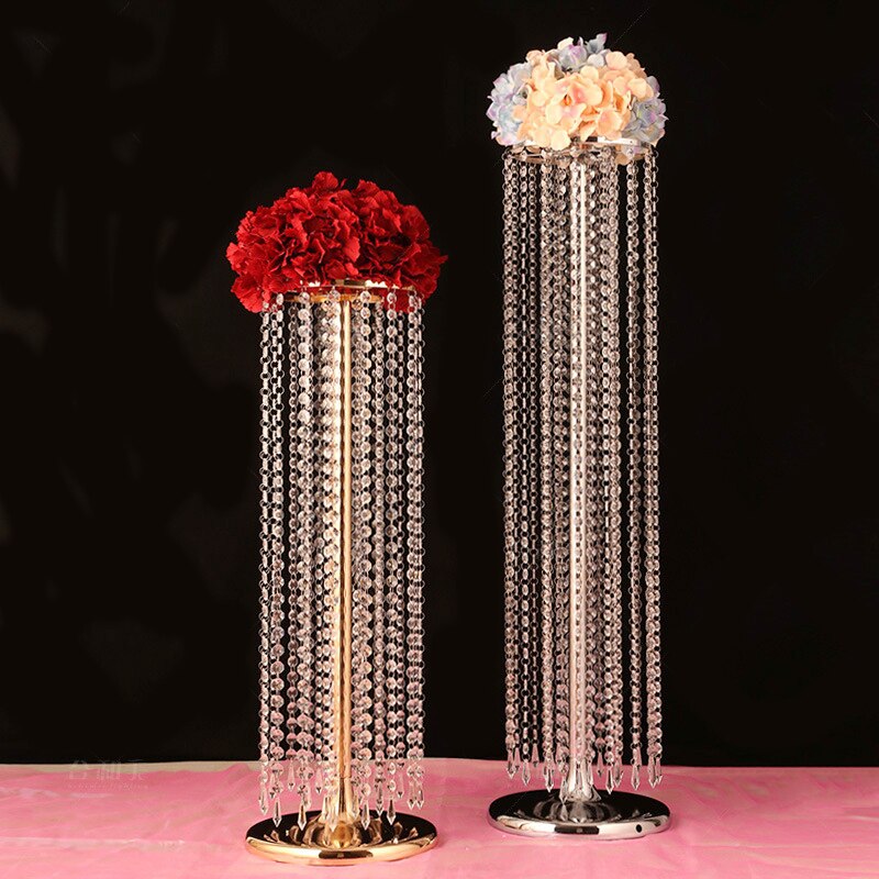 Jarown bryllup pariserhjul krystall akryl perler t scene vei bly bryllup hovedbord midtpunkt blomsterstativ hjem dekorativ