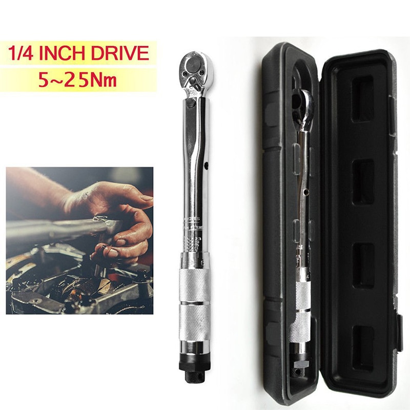 1/4 llave de Torque de 5-25 Nm de dos vías para mecanismo preciso llave de mano torsiómetro preestablecido de trinquete