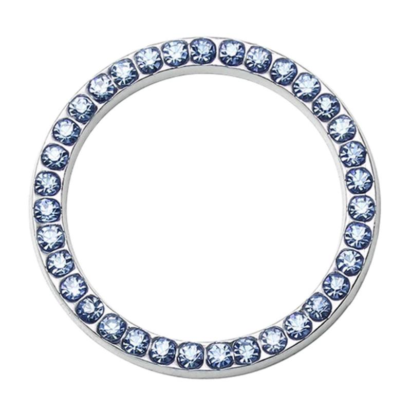Accesorios decorativos para coche de 40mm/1,57 ", botón de inicio de automóvil, anillo decorativo de diamantes de imitación, embellecedor circular: Blue