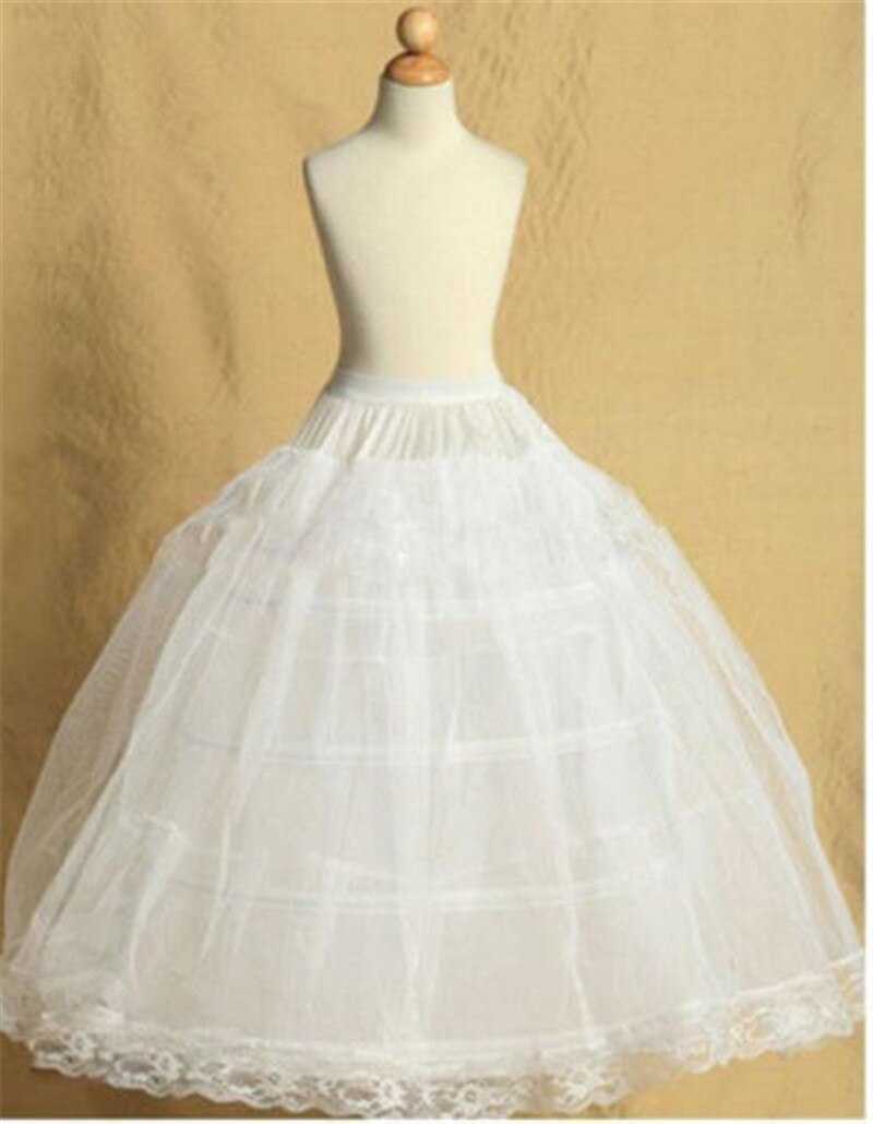 Vestido blanco de 2 aros para niña y niña, ropa interior para niña pequeña, enagua de crinolina para boda, de 3 a 14 años: Under 6 Years