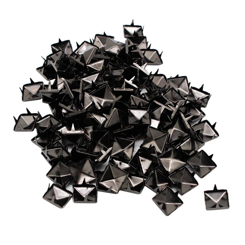 Ensemble de pointes de clou en métal | Pyramide carrée à rivets pour vêtements, sacs à dos à ceinture, chapeau jean décor de veste-10mm 100: Black
