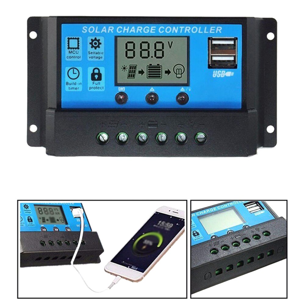 50W 5V/18V Solar Panel Dual USB Output Monocrystalline Solar Panel IP65 Water-resistant 10A Solar Charge Controller Regulator