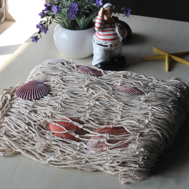 Filet de pêche nautique tendance | Fête de plage murale pour bord de mer, coquillages de mer, décor de jardin maison: W