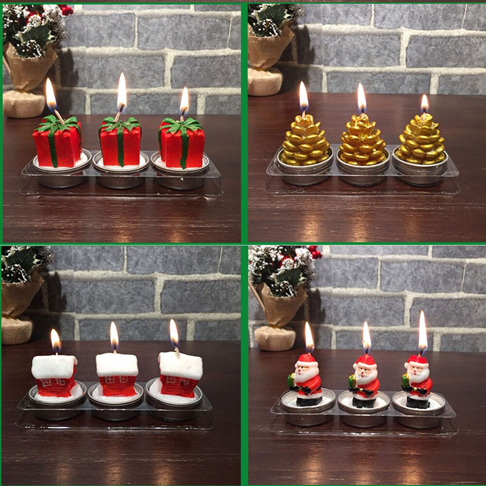 Christmas Candles Santa House Snowman Christmas Tree Paraffin Candles Wedding Party Candles Decor Light