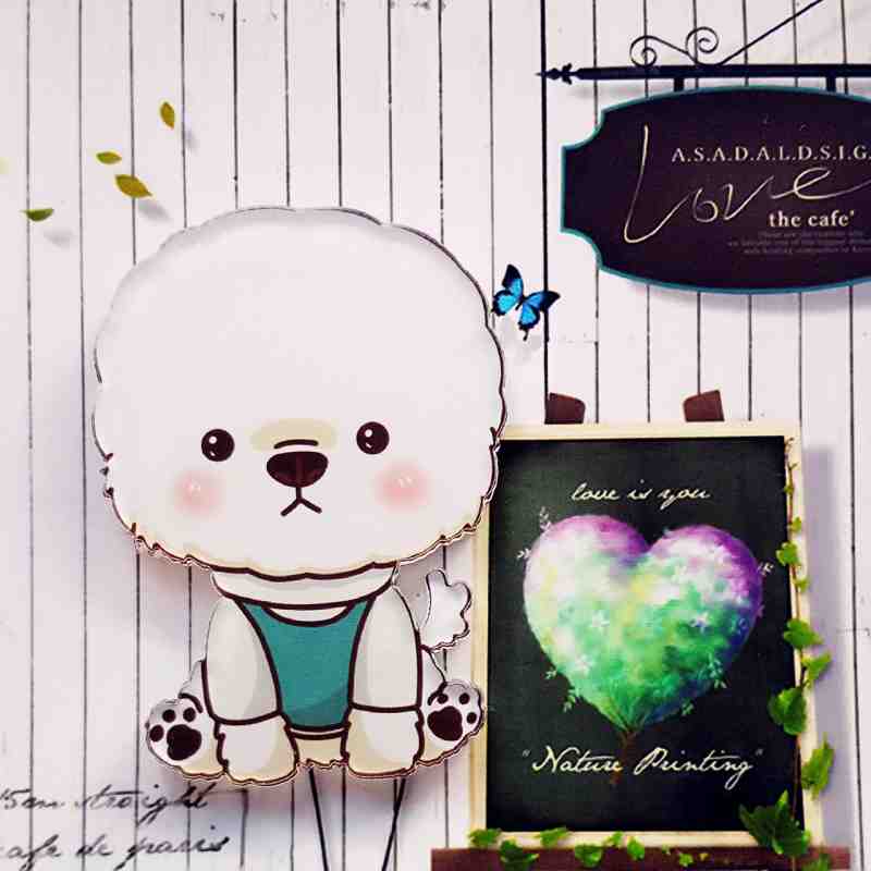1Pcs Cool Dier Pictogram Mode Broche Acryl Badge Cartoon Hond Pin Kids Birthday Party Decoratie Op Rugzak Hoed sjaal: WHITE