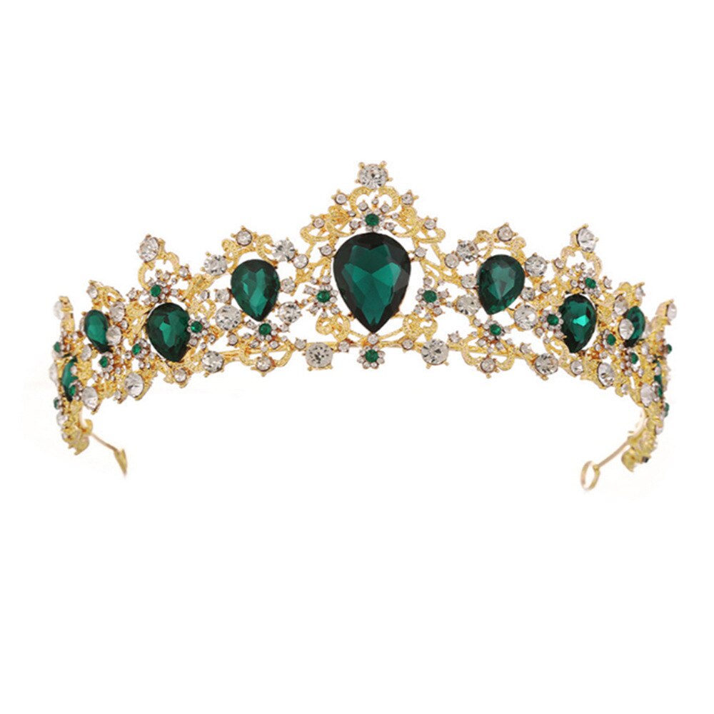 Barock vintage guld röd grön blå kristall brud smyckesset bröllop afrikanska pärlor smyckesset halsband örhängen tiara set