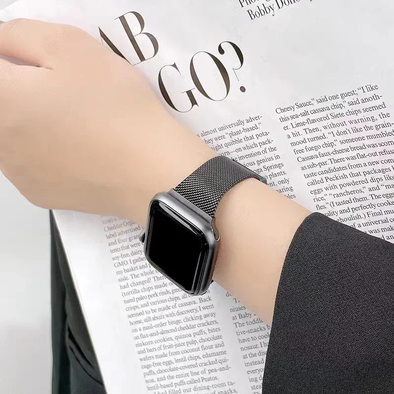Slanke metalen horlogeband voor Apple Watch 10 42 mm 46 mm 9 8 7 41 mm 45 mm 6 5 4 SE 40 mm 44 mm Milanese polsband voor Iwatch Ultra 49 mm