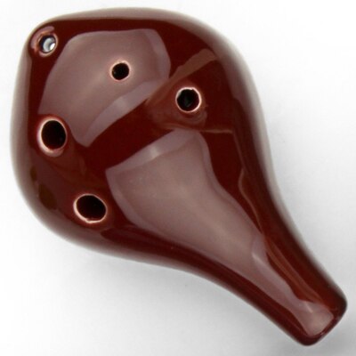 Ocarina-Colgante de cerámica con 6 agujeros para principiantes, Ocarina pequeña de boca larga, tono Alto C, recuerdo turístico, juguetes de enseñanza, 4 colores: Coffee
