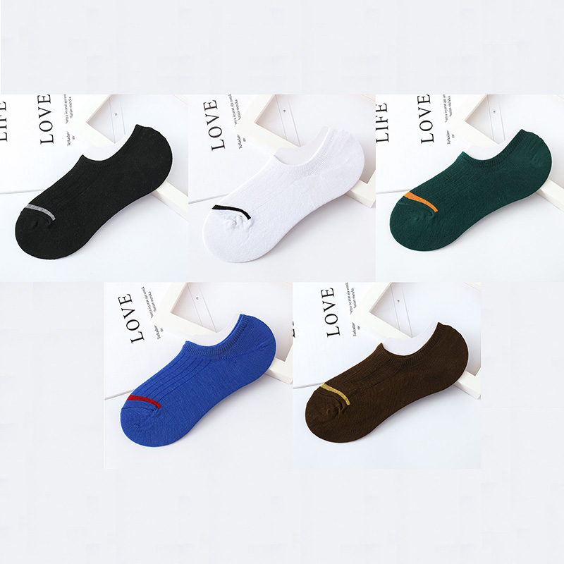 Calcetines náuticos Unisex para hombre y mujer, calcetín Invisible antideslizante de silicona, corte bajo, para primavera, verano y otoño, 5 pares, Size35-42: L multi color
