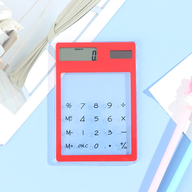 1Pc Transparent Cartoon 8-Digit Calculator Solar Energy Mini Portable Calculator: RD