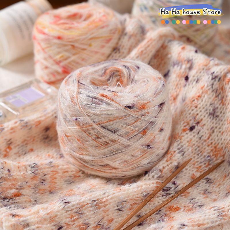 Gradient Cake Section Dyed Yarn Silk Section Dyed Mohair Yarn Hand Woven Wool Sweater Scarf DIY Hat Shawl Mohair for Crochet
