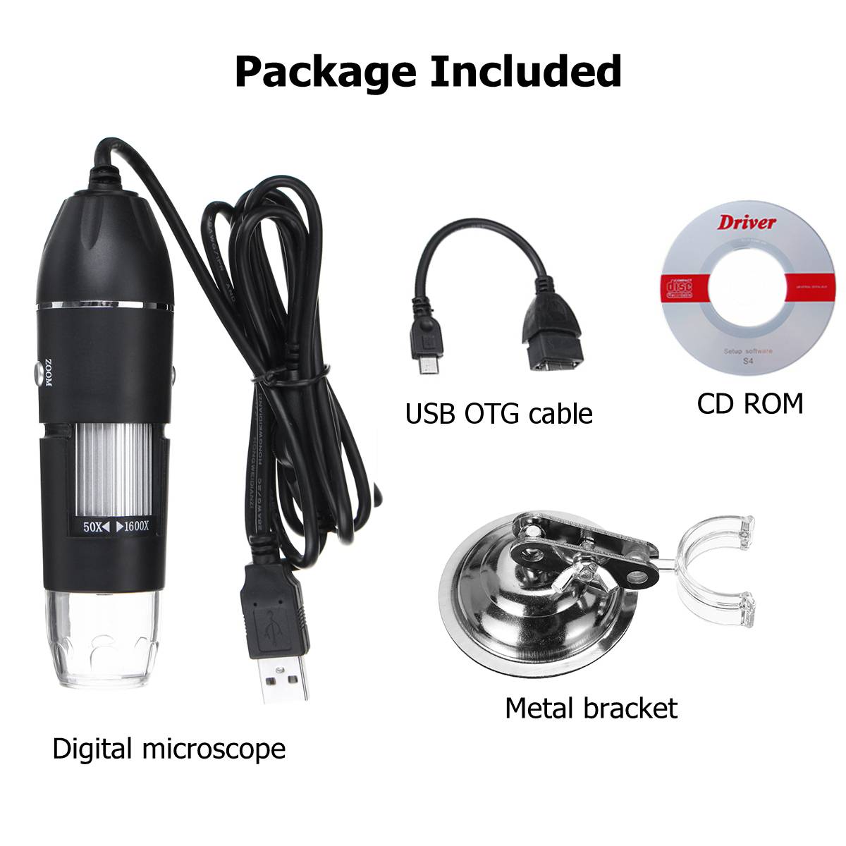 1600X USB Digital Microscope Camera Endoscope 8LED Magnifier with Metal Stand