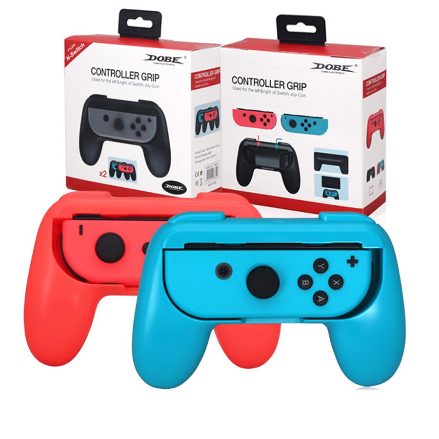 2 stk nintend switch håndtag greb komfort ergonomisk controller holder til nintendo switch nintendoswitch joycon tilbehør: Rødblå