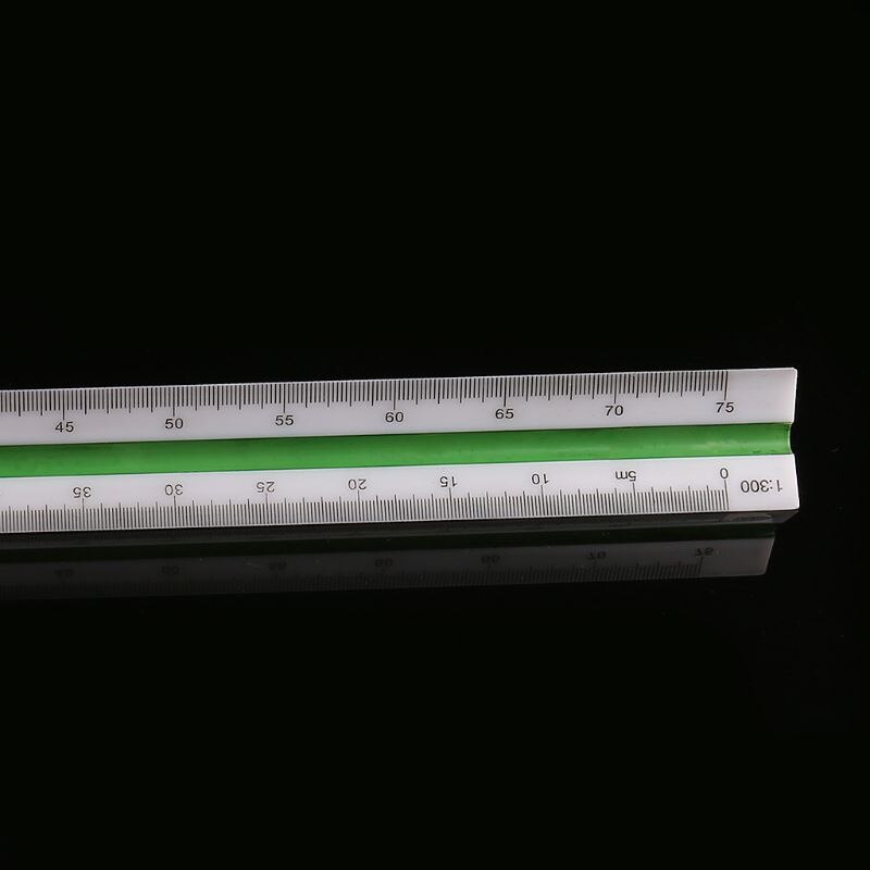 30cm plastic trekantet målestok 1:100-1:500 arkitekt ingeniør tegning måleværktøj