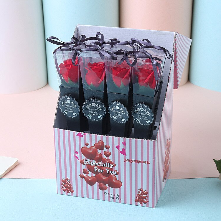 Flores de jabón de rosas, favores románticos de la boda, , de San Valentín, 12 Uds.: 12pcs Red