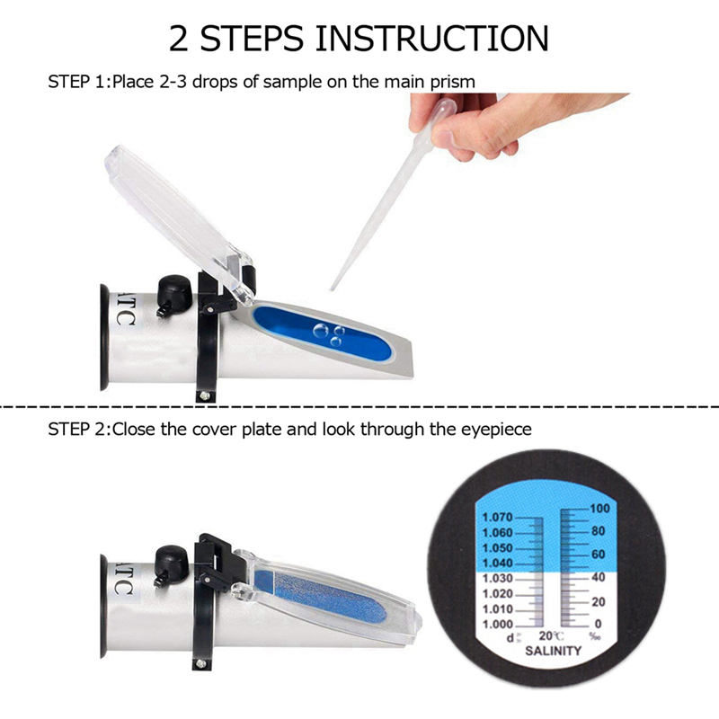 Salzgehalt Refraktometer 0-10% 1,000-1,070 SG Optische Salzgehalt Meter Salometer für Meerwasser Marine Aquakultur Lebensmittel Salz Tester