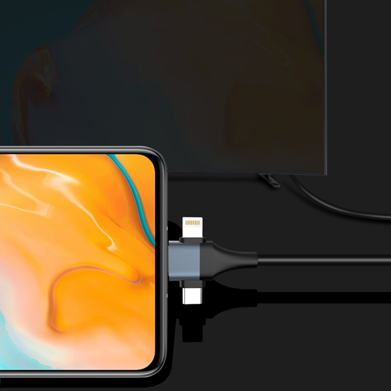 3-In-1 Audio Video Kabel Micro-Usb Type-C 8Pin Naar Hdmi Kabel Telefoon Om hdtv Projectie Adapter Kabel Voor Iphone Android
