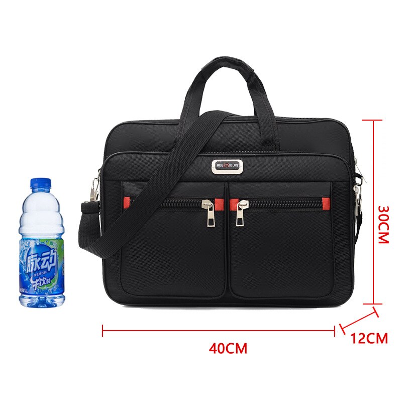 Men Business Briefcase Handbags Man Work Bag Lawyer Office Handbag Women Waterproof Nylon Laptop Bag Computer Band Bag Sac: Black