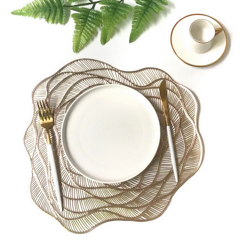 Napperon creux géométrique en PVC, couleur or , décoration de Table à manger