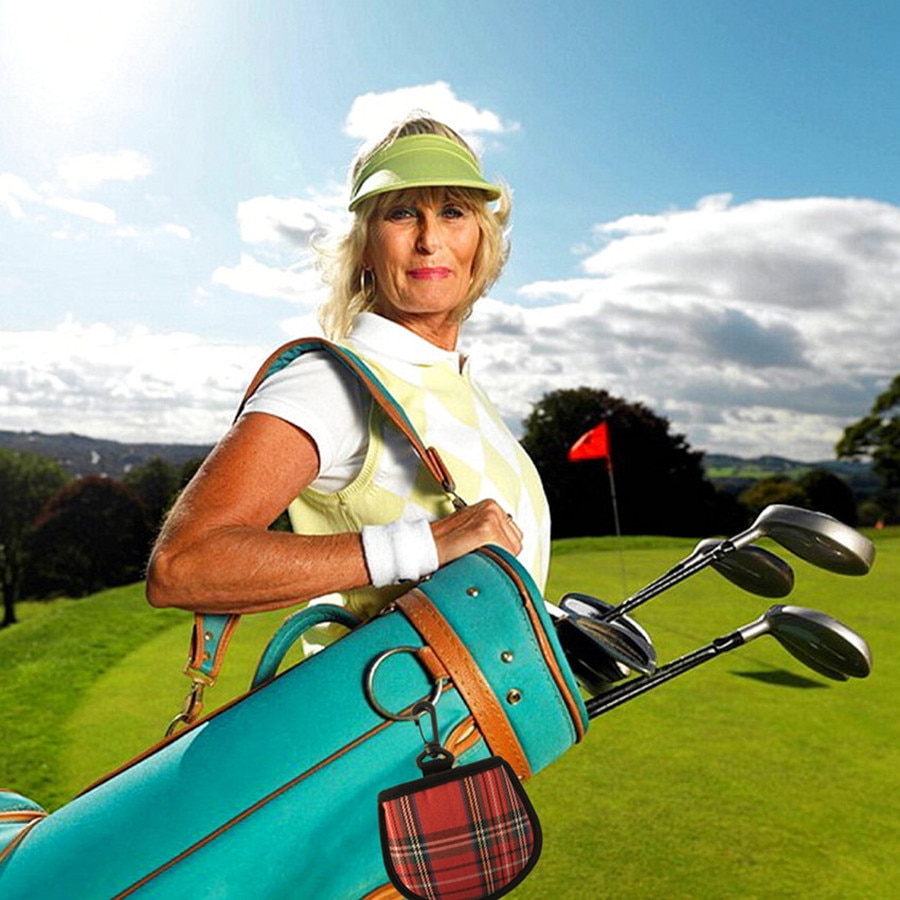 Nowy projekt piłka golfowa odkurzacz torba typu worek z klipsem Pu skóra czyszczenia kieszeni podkładka czarny granatowy
