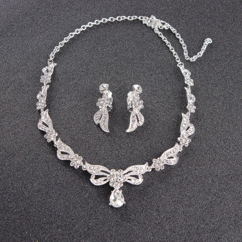 3Stck Strass Kristall Schmetterling Braut Schmuck setzt Halskette Ohrring Tiara einstellen Hochzeit Haar Ornamente Afrikanischen Perlen Schmuck einstellen