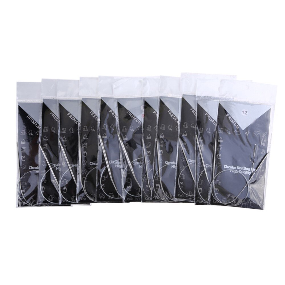11 unids/set de agujas de tejer circulares de acero inoxidable de 43 cm, agujas circulares para tejer, herramientas, agujas para tejer, herramientas de costura