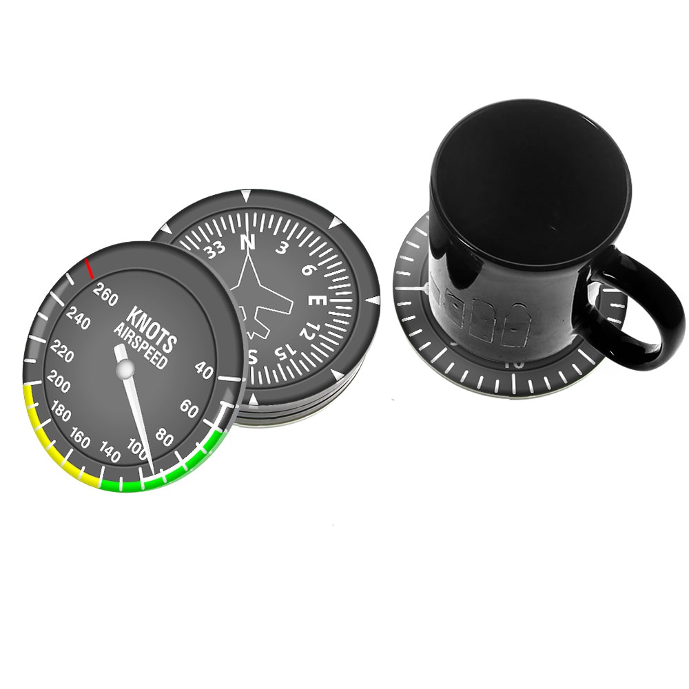 Set  of 6 flygplan instrumentunderlägg moderna flyginstrument cocktailcoaster set navigator hem bar dekor flygare pilot