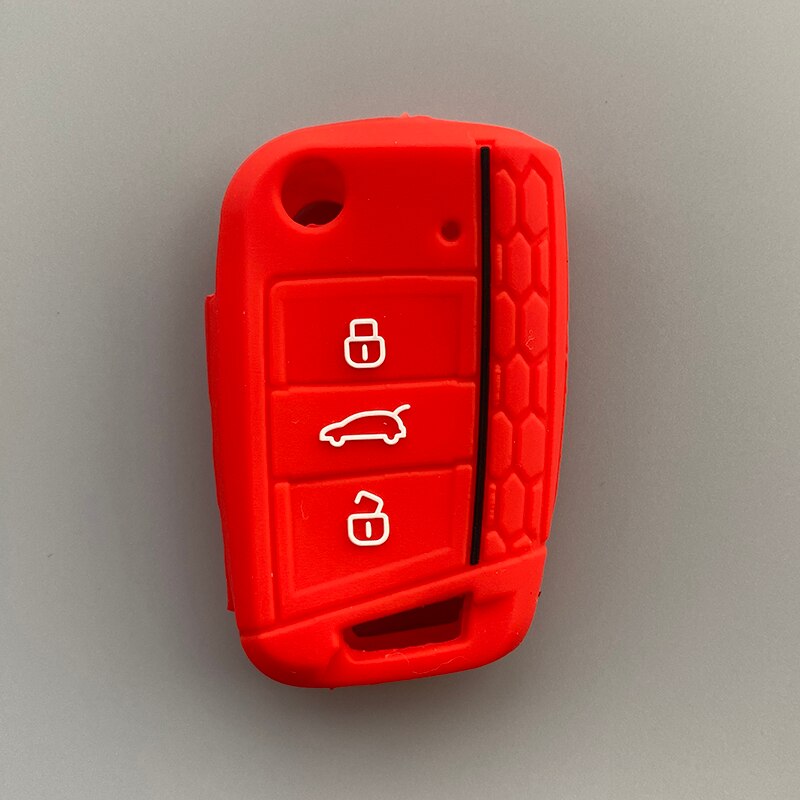 Funda de Gel de sílice para llave de coche, cubierta de 3 botones para Volkswagen Golf 7 mk7 Seat Ibiza Leon FR 2 Altea Azteca para Skoda Octavia: red A
