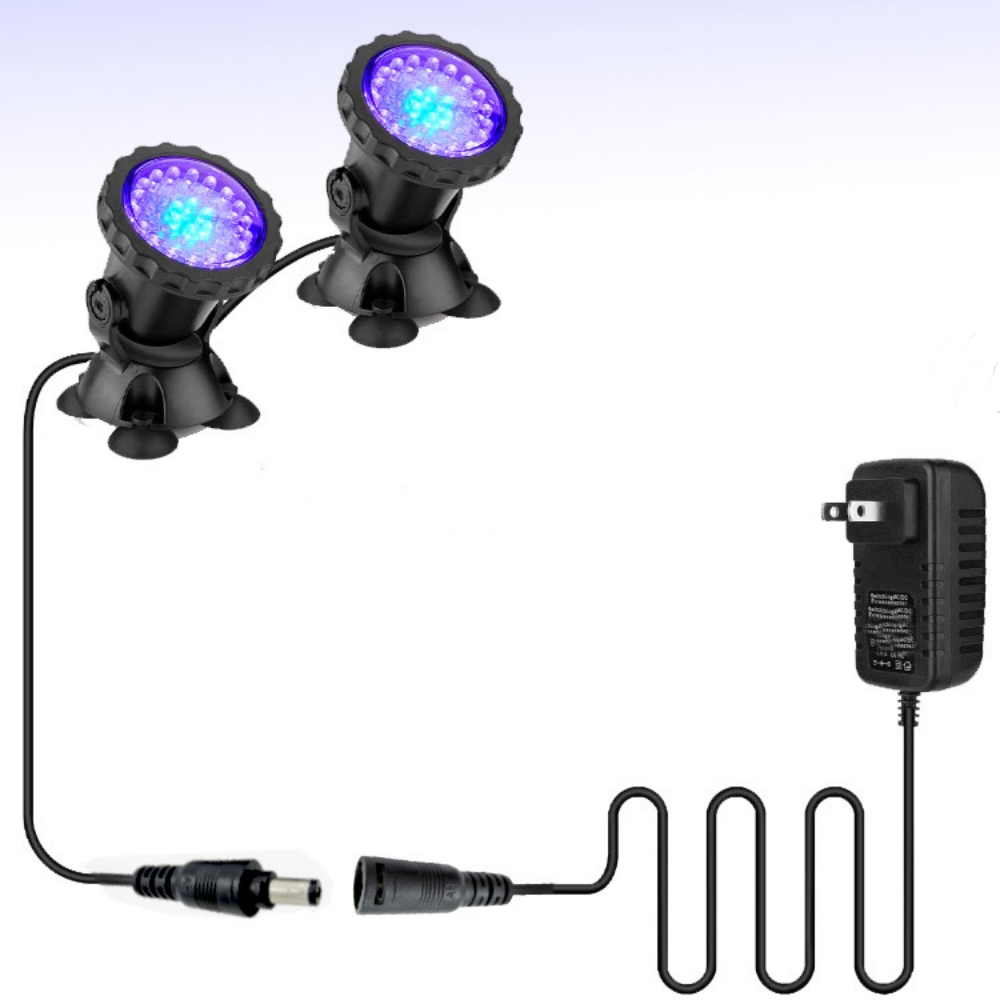 36LEDs RGB Underwater Spotlight 12V IP68 Waterproof Fountain Fish Tank Swimming Pool Pond Aquarium Garden Lamps: Silver / EU Plug