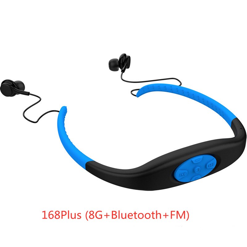 2022 KyK-168 Plus Bluetooth Headset Stereo IPX8 Waterproof Mini Sports Wireless Headset Supports WMA, MP3, WAV, APE: Blue