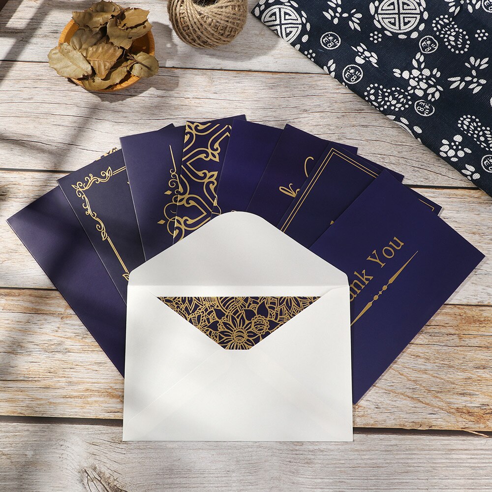 5Pcs Gold Embossed Thank You Cards Blank Note Cards with Envelopes Letter Perfect Greeting Business Wedding Card