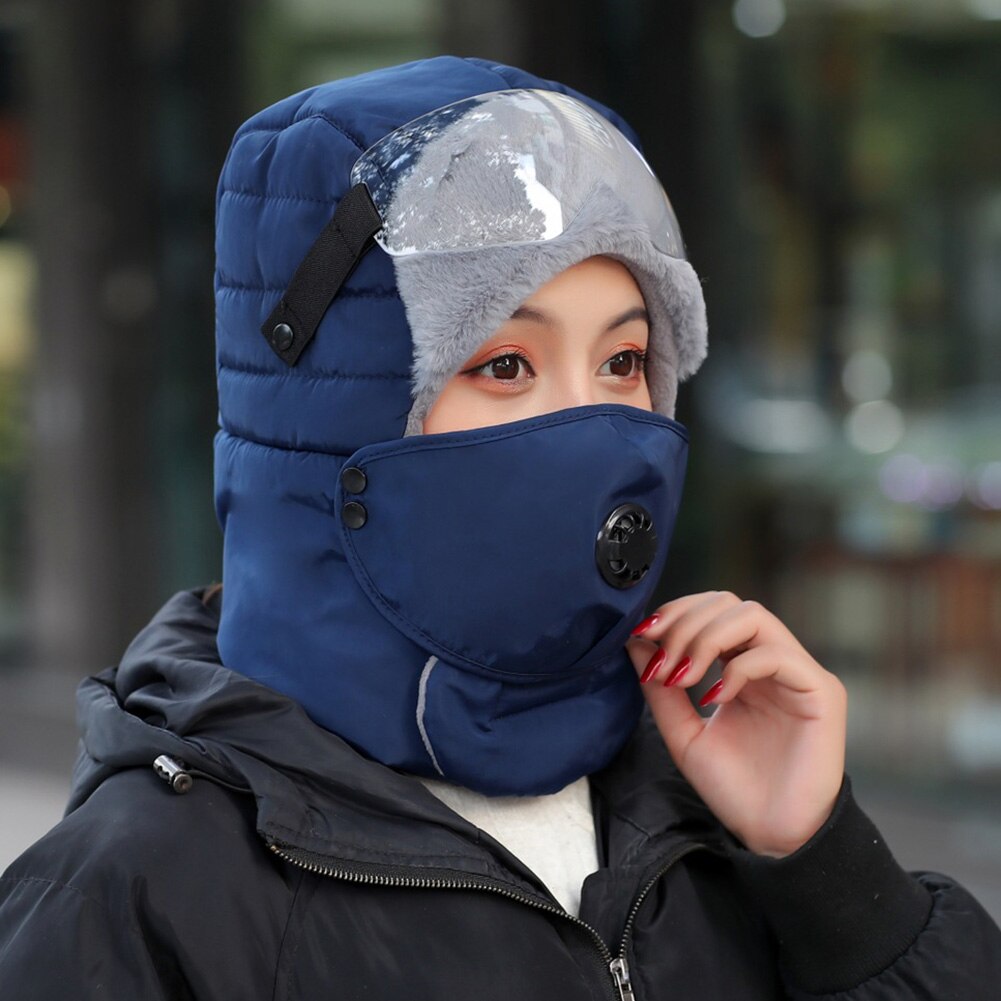 Riding Warm Winter Snow Caps Full Face Windproof Soft Protective Earflap Outdoor Thickened Bomber Hat With Glasses Ski