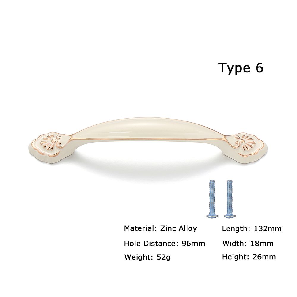 Zinc Alloy Ivory White Cabinet Handles Kitchen Cupboard Door Pulls Drawer Knobs European Furniture Handle Hardware: Type 6