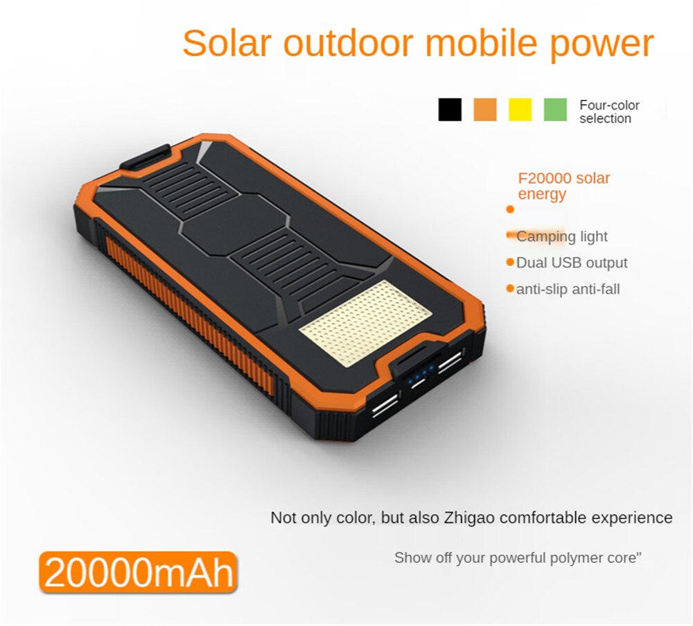 20000 Ma Solar Draagbare Stroombron Outdoor Essentieel Batterij Fast Charger Voor Iphone Xiaomi Samsung Huawei