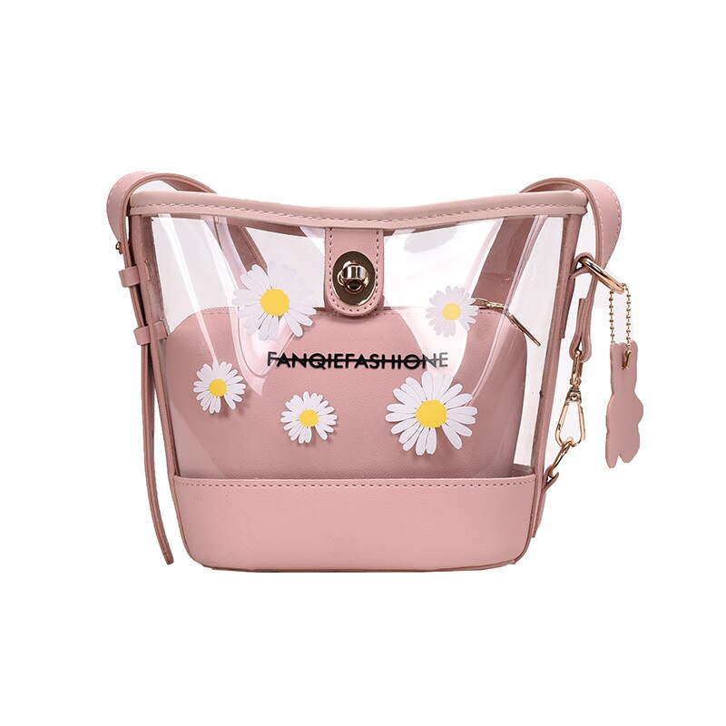 Frauen Tasche Sommer Koreanischen Stil transparent Verschiedene Größe Taschen Gänseblümchen Schulter/Crossbody-tasche