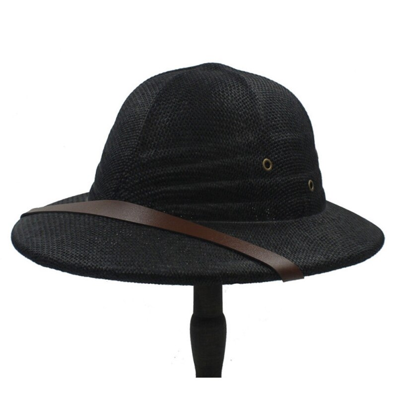 Vietnam War Army Hat Women Men British Explorer Straw Helmet Summer Boater Bucket Sun Hat Unisex Jungle Miners Cap: HT10576BK